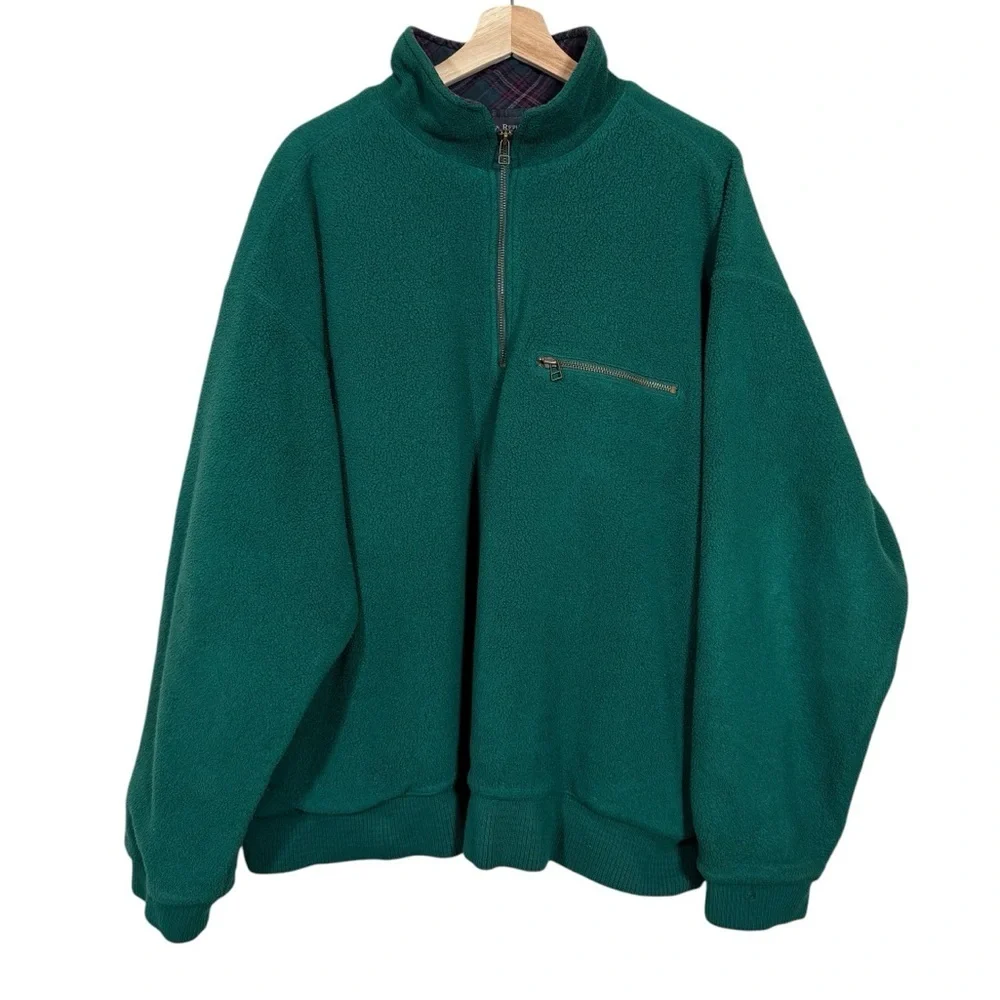 Vintage BANANA REPUBLIC Fleece Flannel Zip Pullover Oversize Jacket Coat
